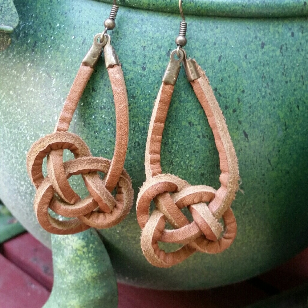 Hand Crafted Leather Knot Earrings